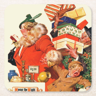 Night before Christmas Square Paper Coaster