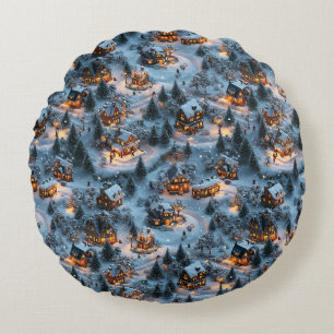 Night Before Christmas - Twilight Serenity  Round Cushion