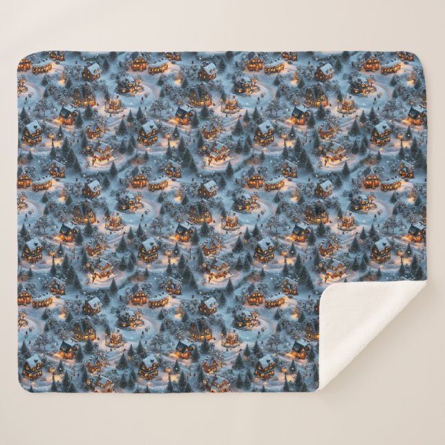 Night Before Christmas - Twilight Serenity  Sherpa Blanket (Front (Horizontal))