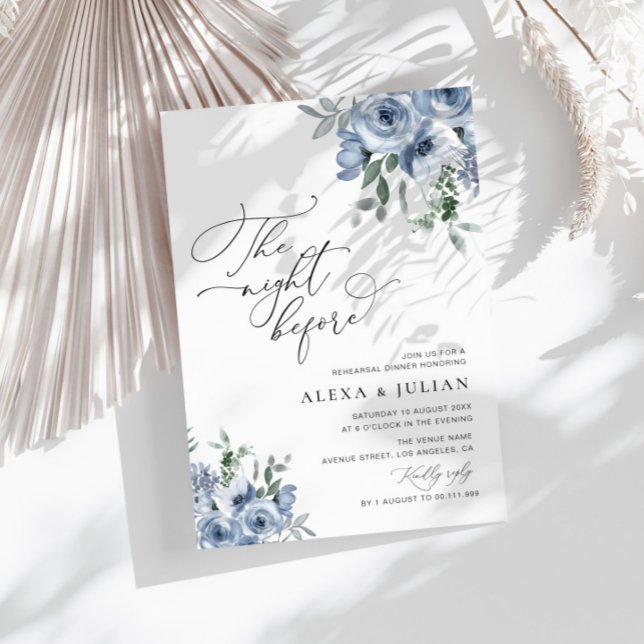 night before dusty blue rehearsal dinner invitation (Creator Uploaded)