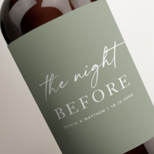 Night Before Dusty Sage Green Rehearsal Dinner Wine Label