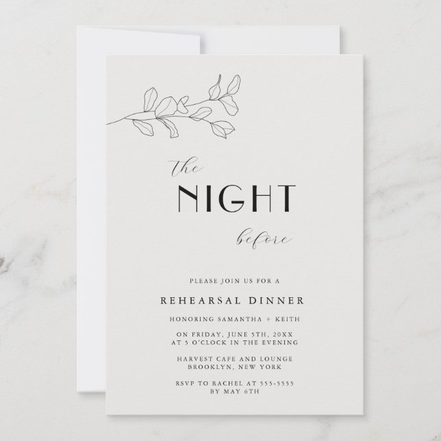 Night Before Foliage Rehearsal Dinner Invitation (Front)