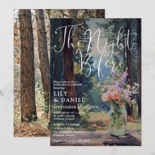 Night Before Forest Floral Rehearsal Dinner Photo Invitation