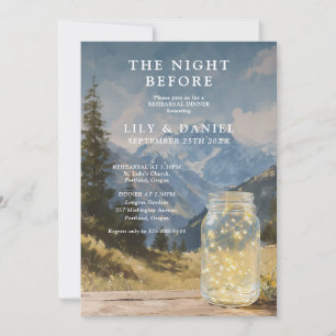 Night Before Mountain Mason Jar Rehearsal Dinner Invitation