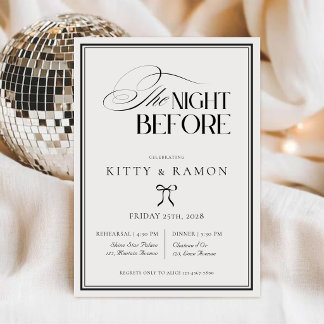 Night Before Old Money Wedding Rehearsal Dinner Invitation