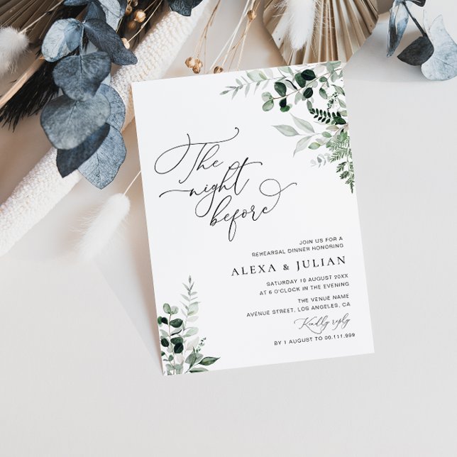 night before sage green rehearsal dinner invitation (Creator Uploaded)
