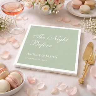 Night Before Sage Green Simple Rehearsal Dinner  Napkin
