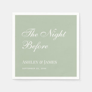 Night Before Sage Green Simple Rehearsal Dinner  Napkin