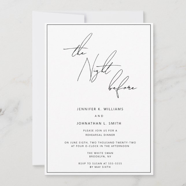 Night Before Script Rehearsal Dinner Invitation (Front)