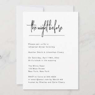 Night Before Simple Rehearsal Dinner Invitation 