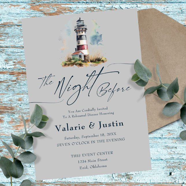 Night Before Wedding Rehearsal Dinner Lighthouse Invitation (Creator Uploaded)