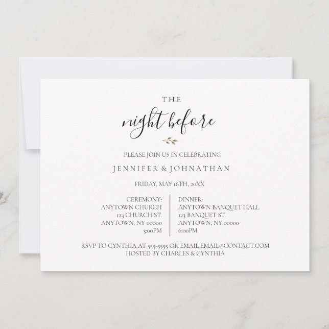 Night Before Wreath Rehearsal Dinner Invitations (Front)