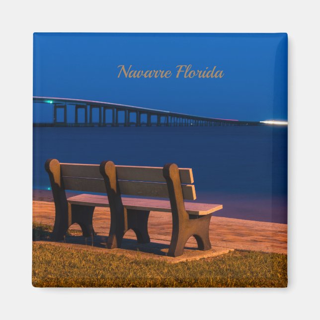 Night Bench Invitation To Sit Square Magnet (Front)