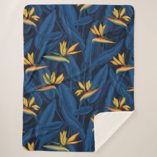 Night bird of paradise garden 2 sherpa blanket