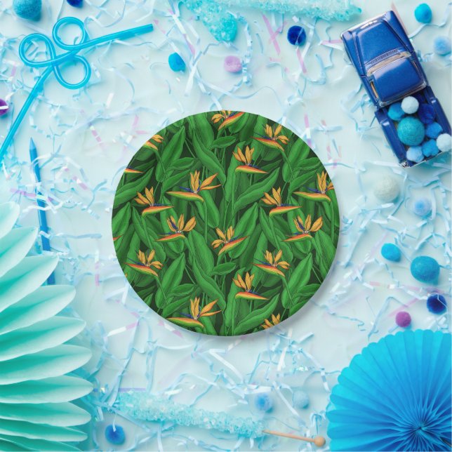 Night bird of paradise garden paper plate (Party)