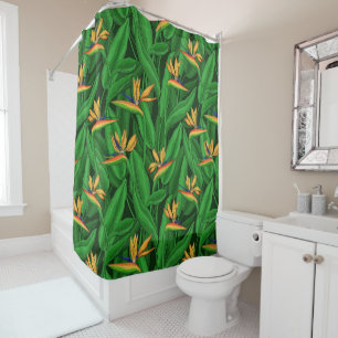 Night bird of paradise garden shower curtain