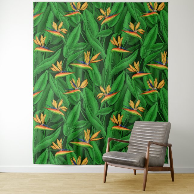 Night bird of paradise garden tapestry (In Situ)