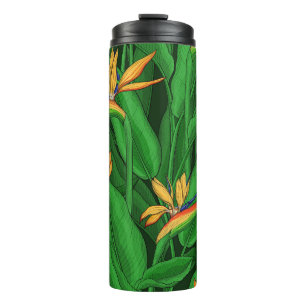 Night bird of paradise garden thermal tumbler