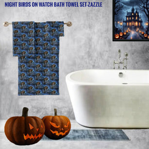 Night Birds On Watch Bath Towel Set