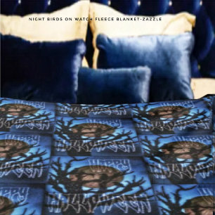 Night Birds On Watch Fleece Blanket