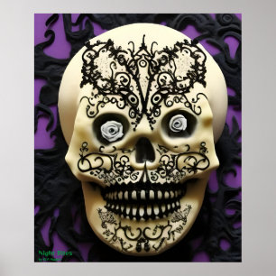 Night Bites AI Fantasy Digital Art Print Skull