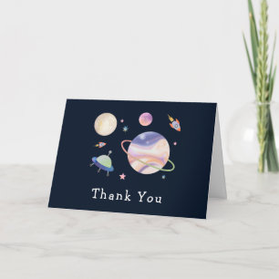 Night Black Galaxy Space Moon Star Baby Shower Thank You Card