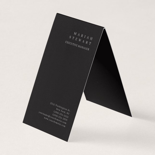 Night Black Minimalist Elegant Modern Plain Business Card (Front)