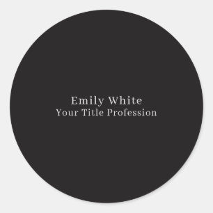Night Black Plain Elegant Professional Modern Classic Round Sticker