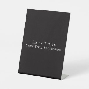 Night Black Plain Elegant Professional Modern Pedestal Sign