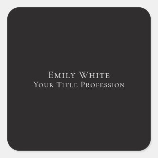 Night Black Plain Elegant Professional Modern Square Sticker