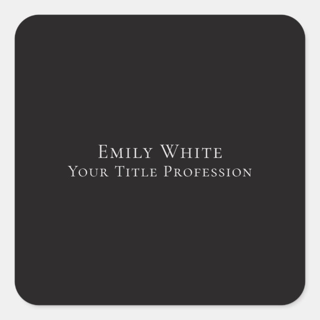 Night Black Plain Elegant Professional Modern Square Sticker (Front)