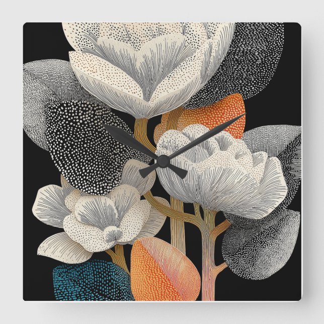 Night Bloom on the Red Planet #4 Square Wall Clock (Front)