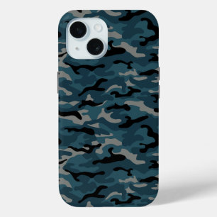 Night Blue Camo Camouflage iPhone 15 Case