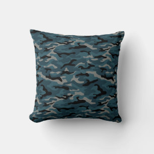 Night Blue Camo Camouflage Cushion