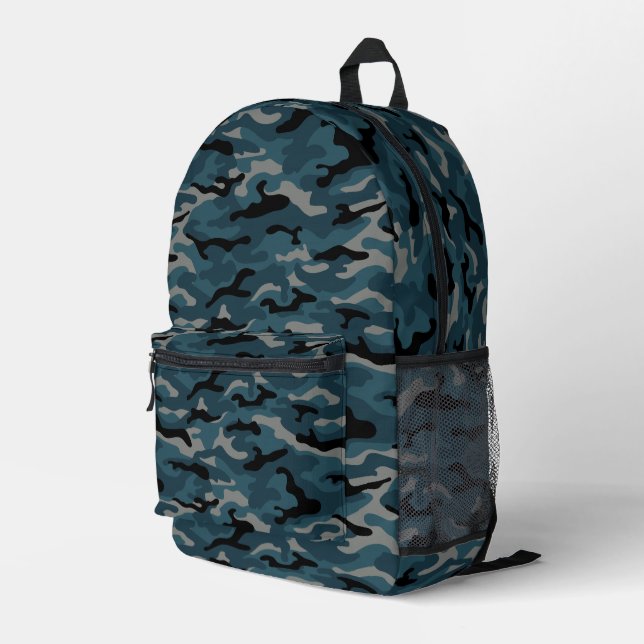 Night Blue Camo Camouflage Duffle Bag (Back Corner Right)