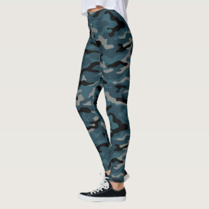Night Blue Camo Camouflage Leggings