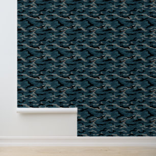 Night Blue Camo Camouflage Wallpaper