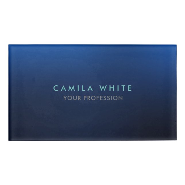 Night Blue Elegant Professional Classy Business Name Tag (Front)