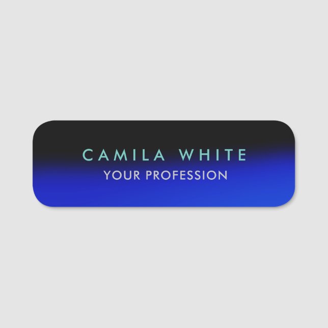 Night Blue Elegant Professional Classy Business Name Tag (Front)