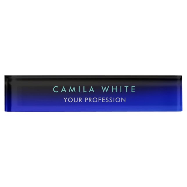 Night Blue Elegant Professional Classy Business Nameplate (Front)