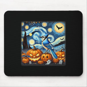 Night Blue Jay Halloween Mouse Mat