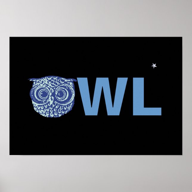 night blue owl word poster (Front)