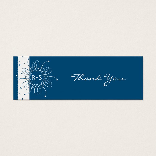 Night Blue Rosette Wedding Thank You Tag (Front)