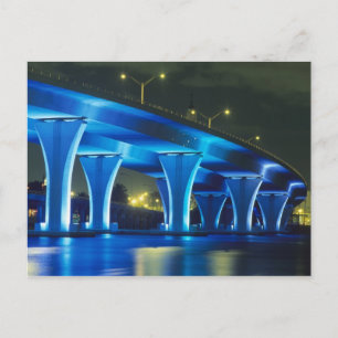 Night bridge at Port of Miami, Florida Postcard