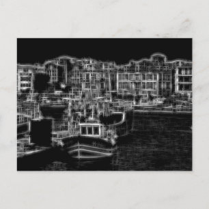 Night buildings digital effect style "impression" holiday postcard