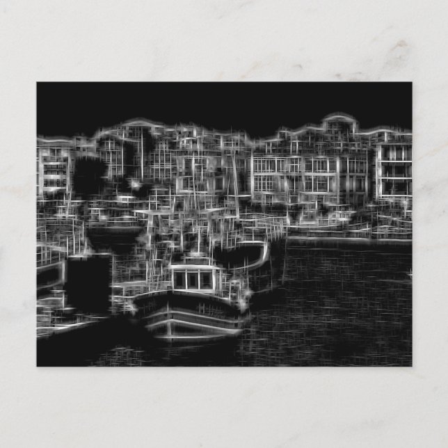 Night buildings digital effect style "impression" holiday postcard (Front)