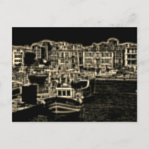 Night buildings digital effect style "impression" holiday postcard