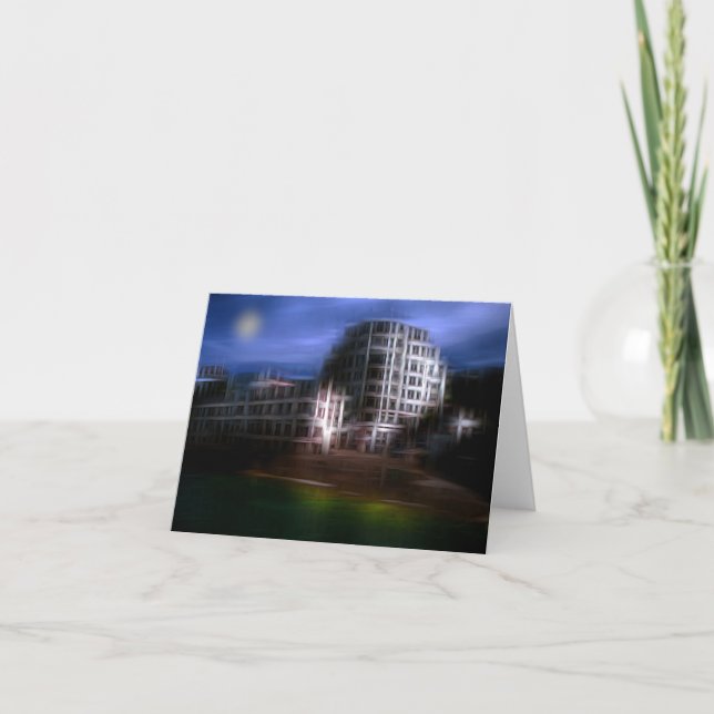 Night buildings digital effect style "impression"  thank you card (Front)
