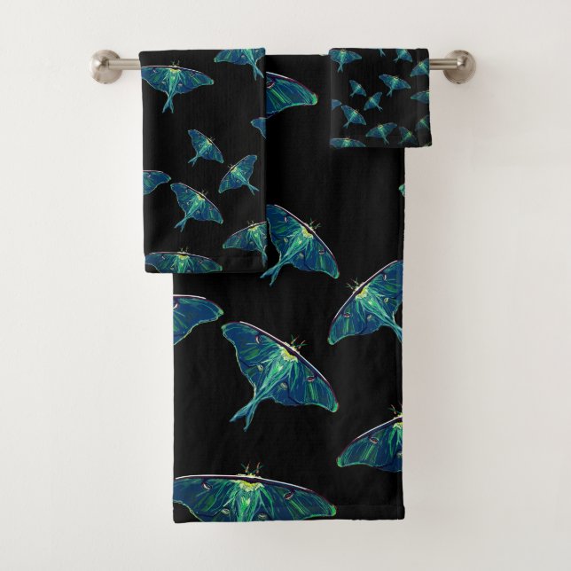 Night Butterflies Bath Towel Set (Insitu)