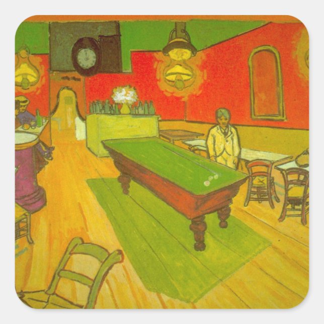 Night Cafe by Vincent van Gogh Square Sticker (Front)